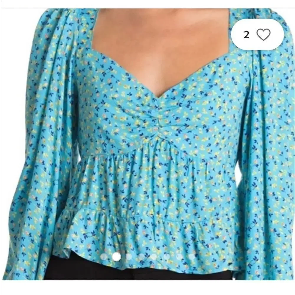 NEW with tags Revolve AFRM floral balloon sleeve blouse, size XS